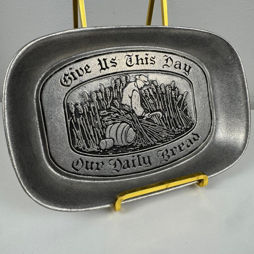 Wilton Armetale Give Us This Day Our Daily‎ Bread Pewter Serving Tray Platter